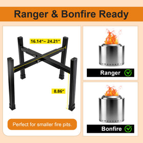 Tanfix fire pit stand side angle highlights portable design for camping and patio use