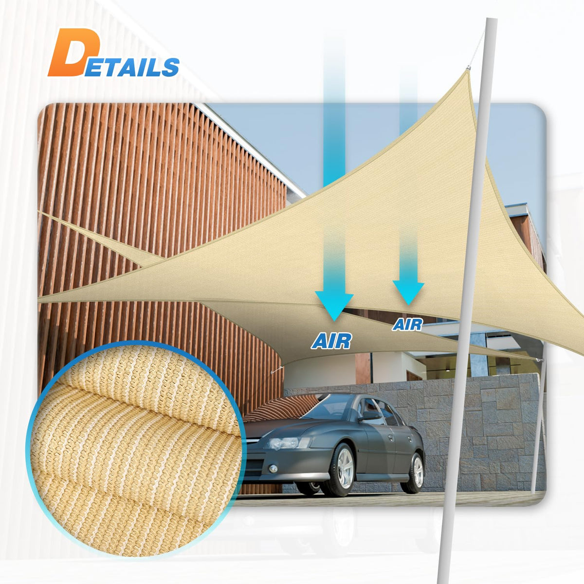 TANG shade sail cleans easily with water for quick maintenance.