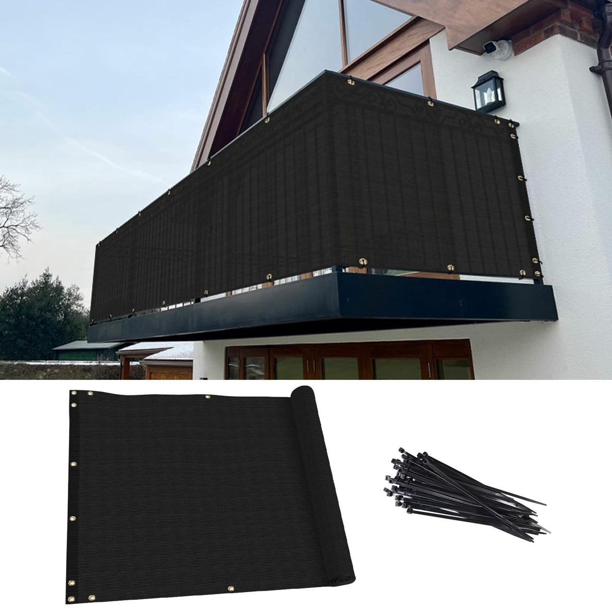 TANG fence screen edge reinforced with 1.5-inch webbing for secure setup.
