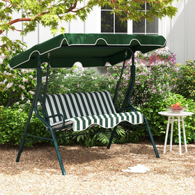 Tangkula 3-person porch swing cushions offer plush, removable padding for shared lounging