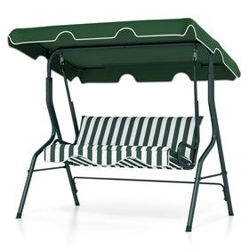 Tangkula 3-person porch swing frame shows sturdy steel construction for outdoor reliability