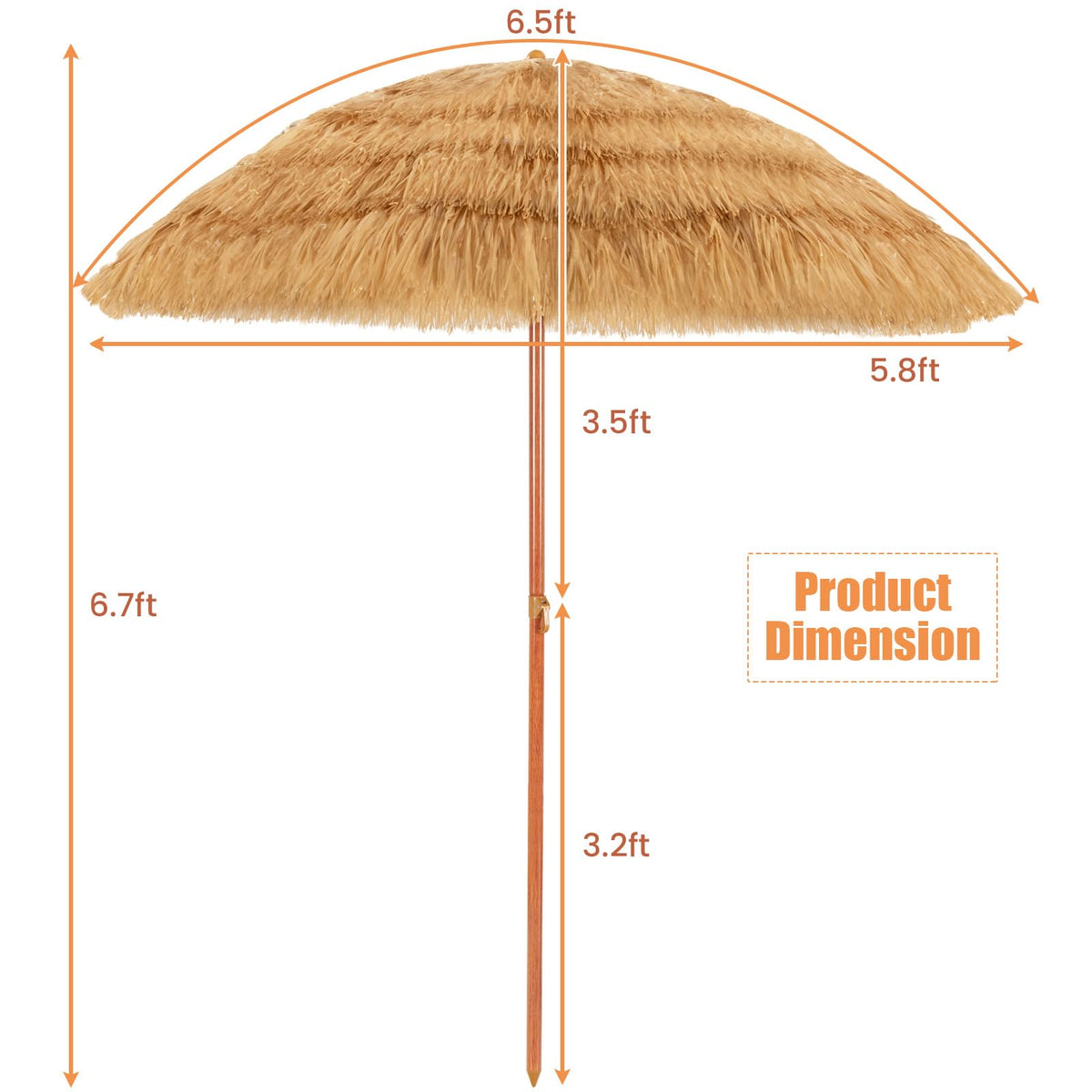 Tangkula sturdy 8-rib metal frame supports reliable outdoor shade.