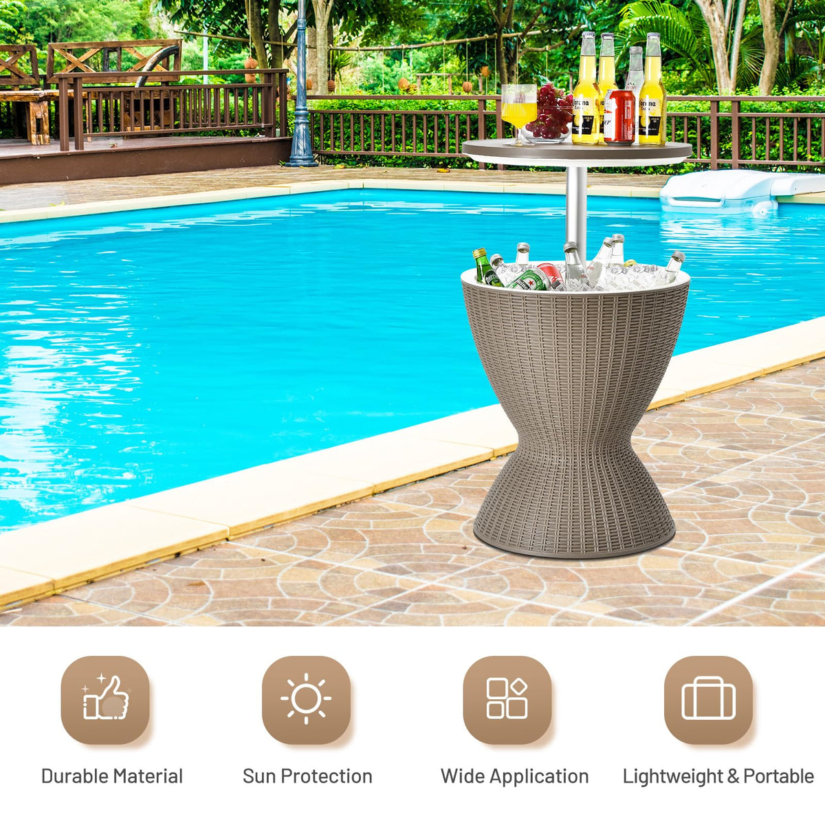 Tangkula all-weather PP material resists cracking under sun and rain.