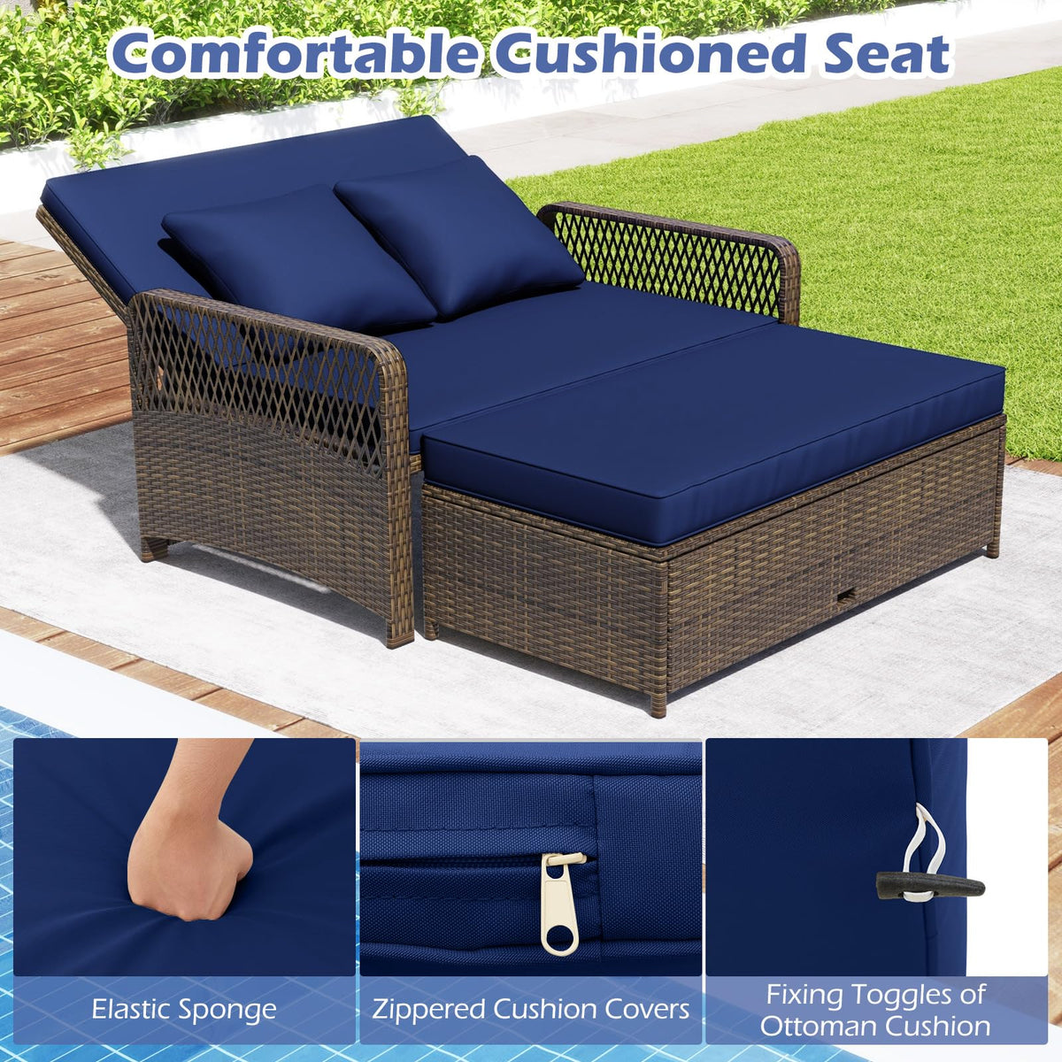 Tangkula cushions feature zippered covers for easy cleaning