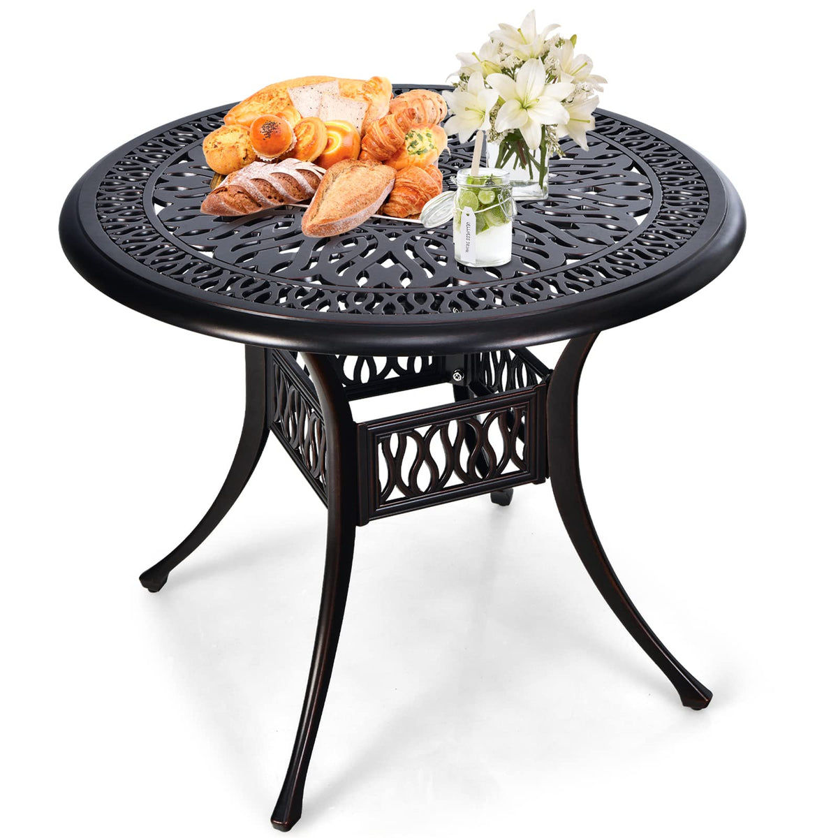 Tangkula poolside dining setup for casual meals and chats.