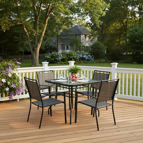 Tangkula black metal frame outdoor table blends modern patio decor
