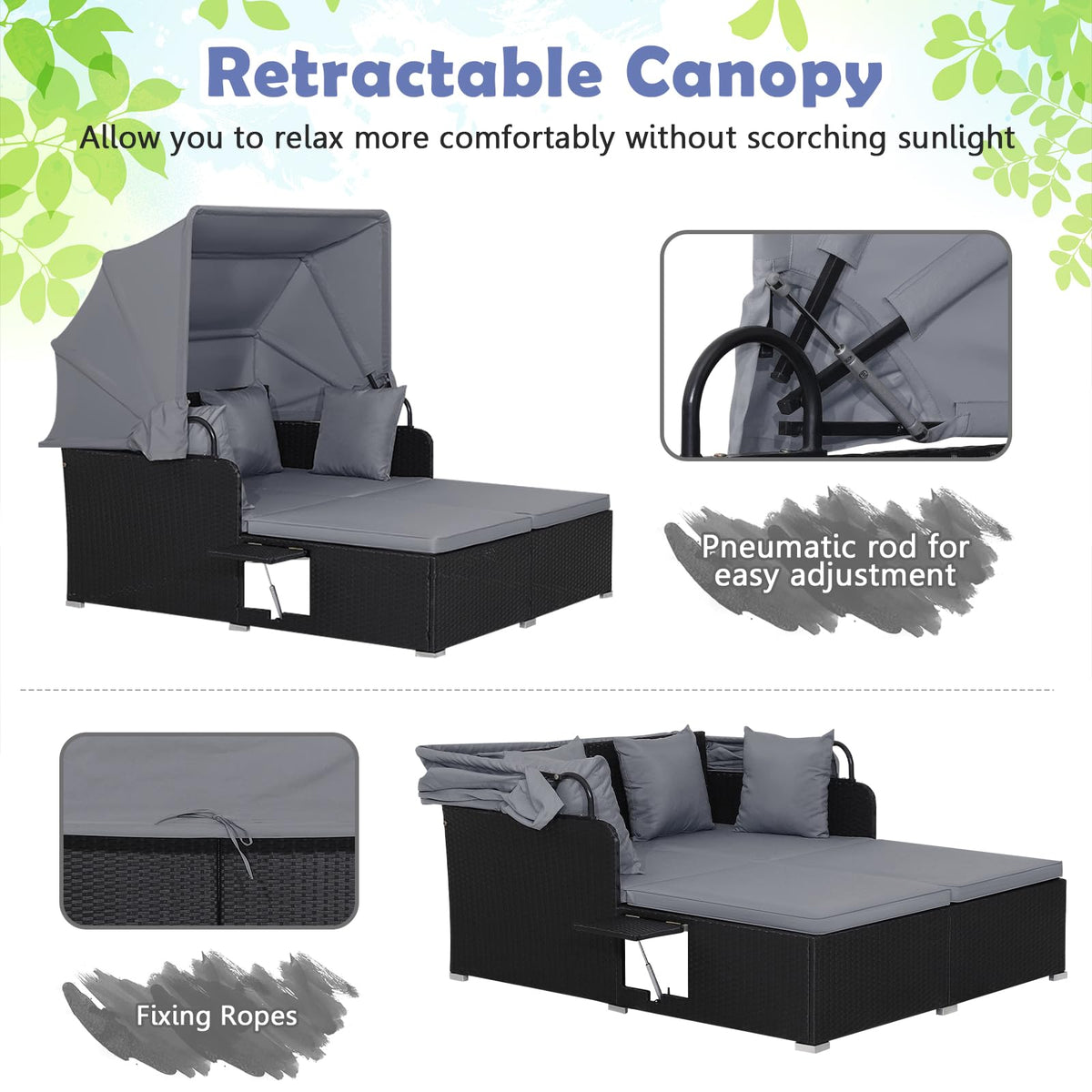 Tangkula expanded dimensions accommodate two people for shared relaxation