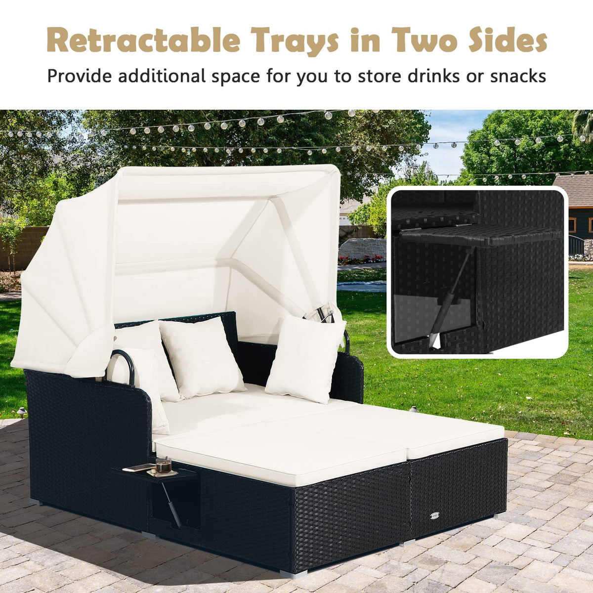 Tangkula durable PE rattan and metal frame for outdoors