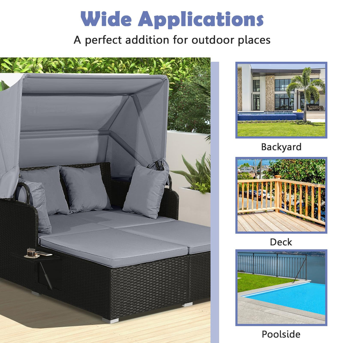 Tangkula grey color complements most outdoor décor with versatility