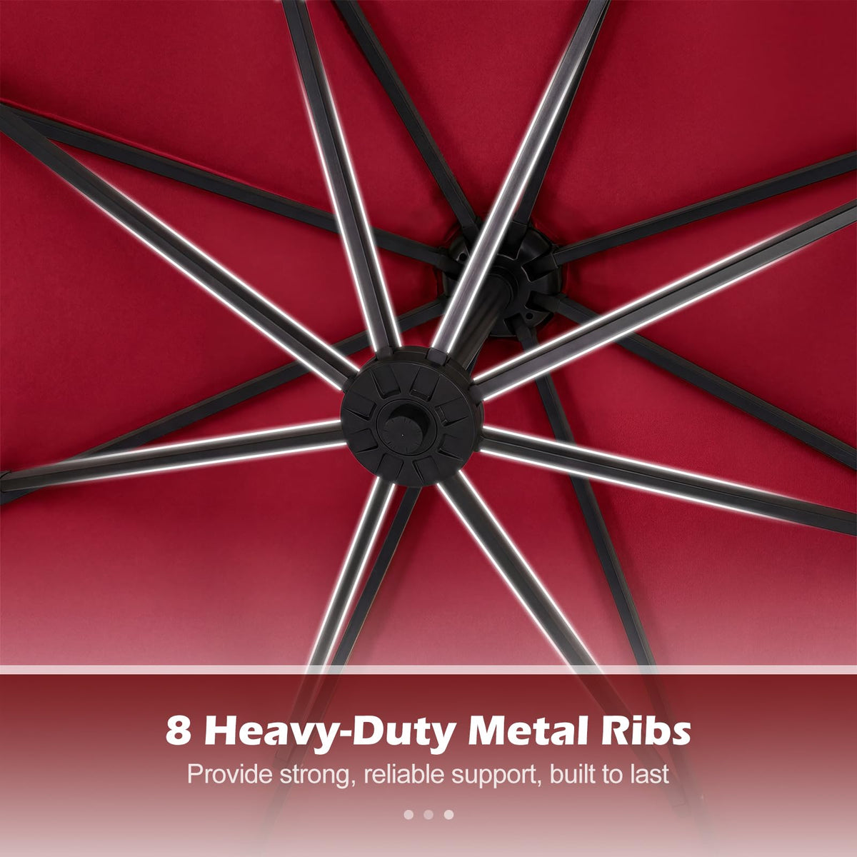 Tangkula eight heavy-duty ribs ensure strong wind resistance and durability.