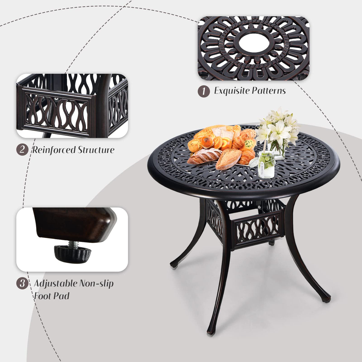 Tangkula elegant table design complements any patio or garden.