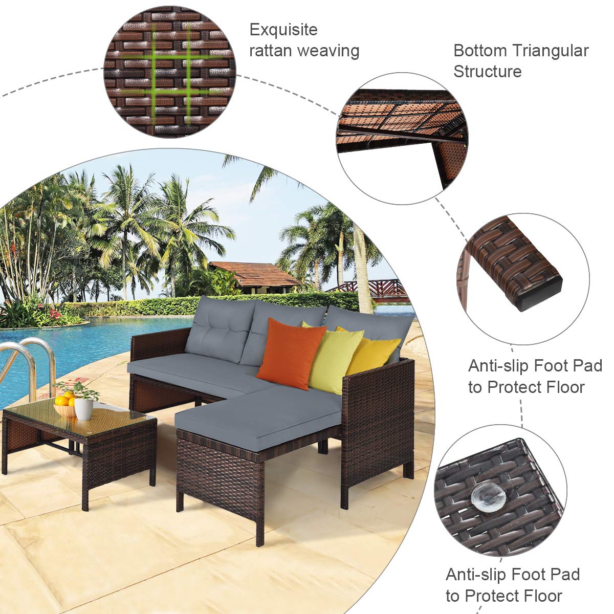 Tangkula garden-lawn setup: versatile outdoor furniture for patios and backyards.