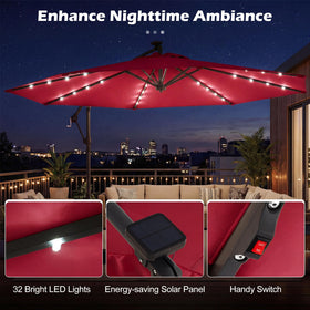 Tangkula LED lights along the ribs create a warm evening ambience.