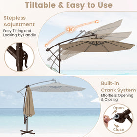 Tangkula offset umbrella crank mechanism enables easy angle adjustment.