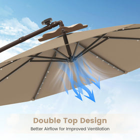 Tangkula umbrella setup beside yard or deck enhances outdoor spaces.