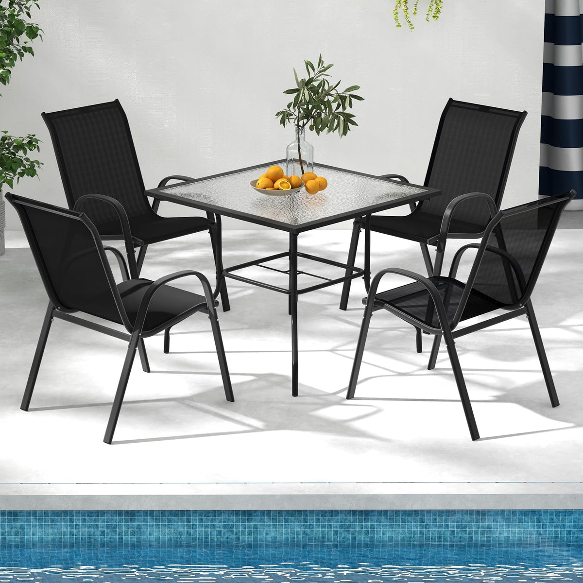 Tangkula outdoor dining chair armrests provide comfortable support during meals
