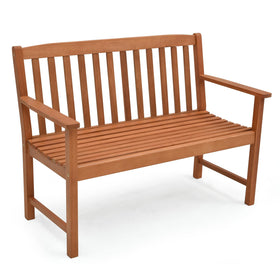 Tangkula outdoor garden bench in natural wood finish for patios