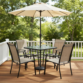 Tangkula outdoor patio table with umbrella hole for shade