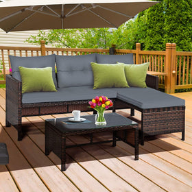 Tangkula patio corner sofa lounge: relaxed outdoor seating for family gatherings.