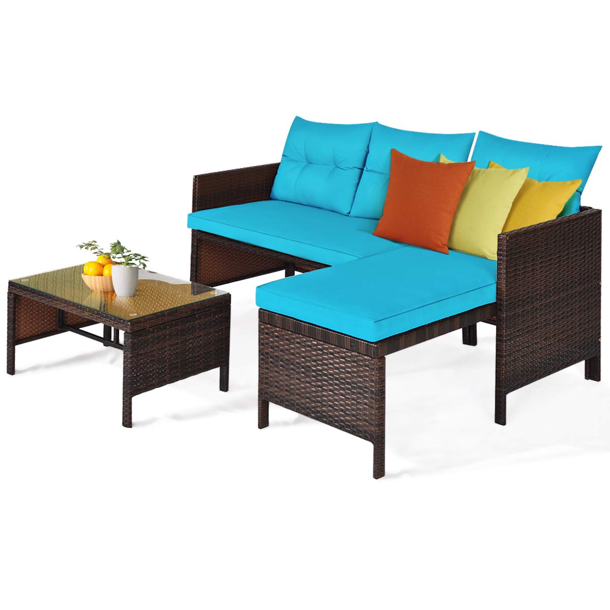 Tangkula patio corner sofa set 3pc assembly guide for easy setup.