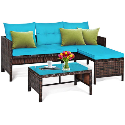 Tangkula patio corner sofa set 3pc lounge chaise for comfortable outdoor lounging.