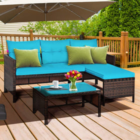 Tangkula patio corner sofa set 3pc loveseat provides cozy seating with friends.