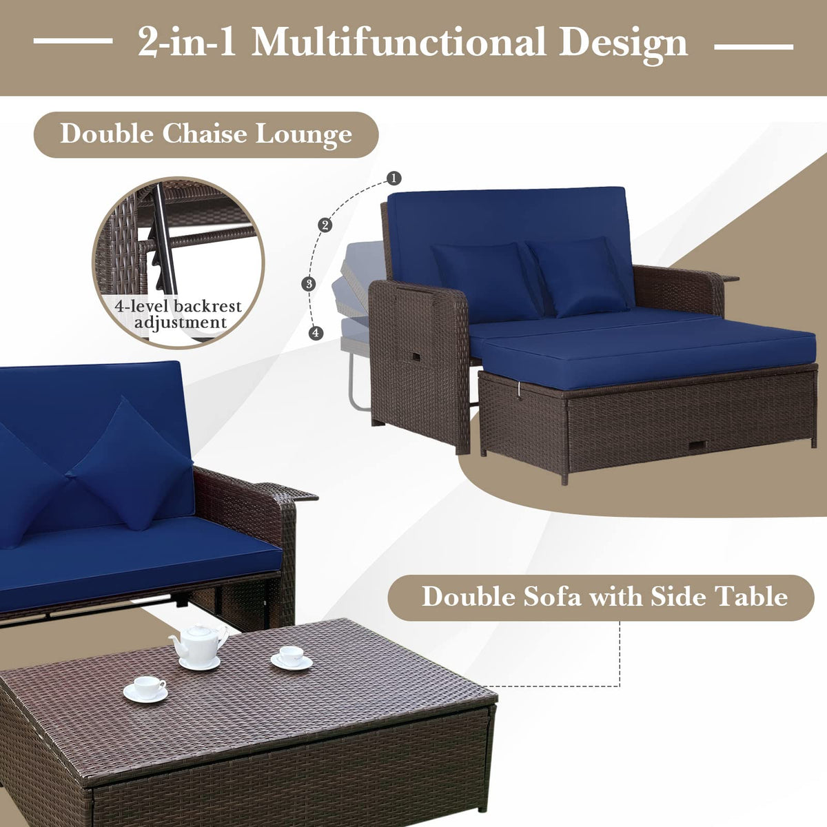 Tangkula cushion covers removable for easy cleaning outdoors.
