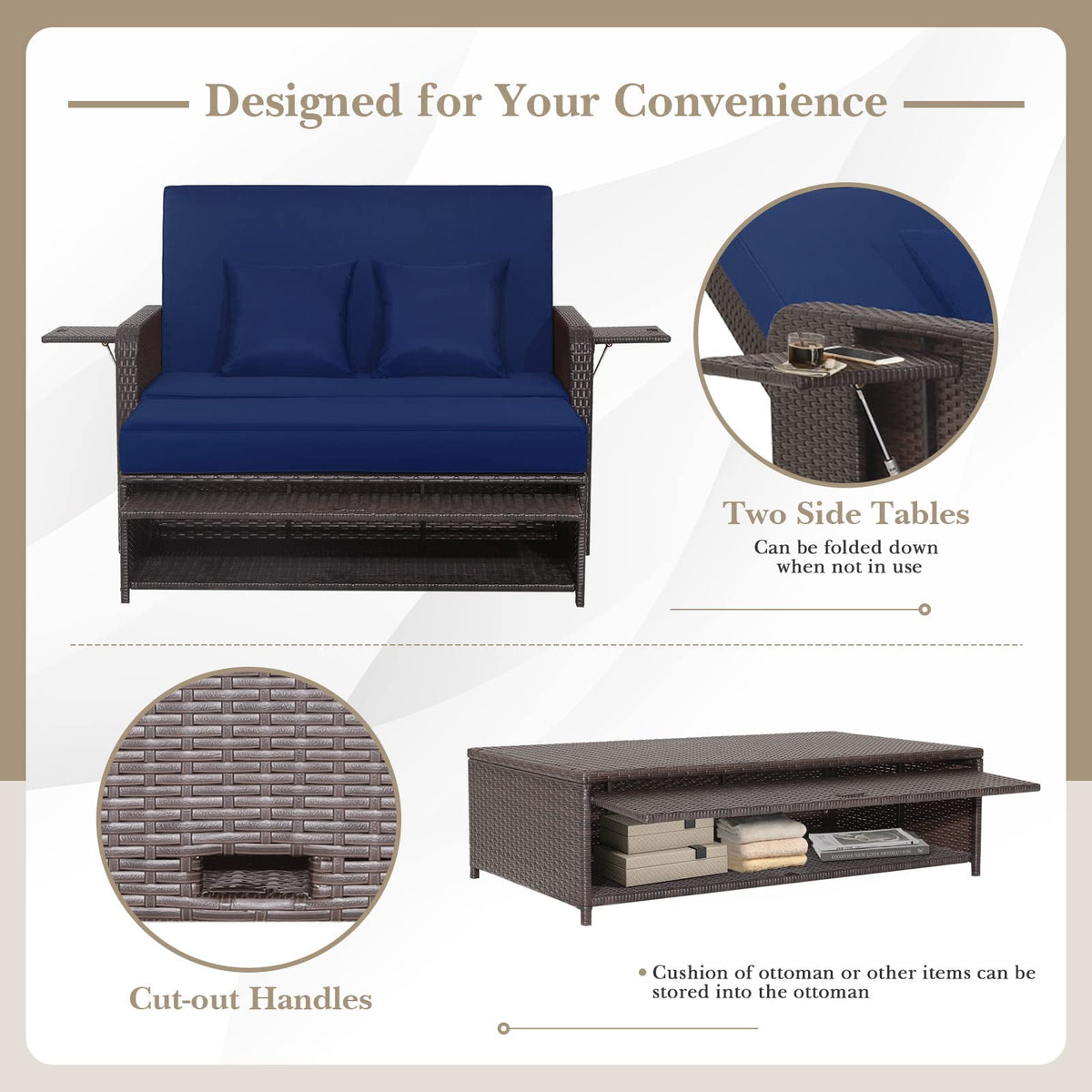 Tangkula metal frame confirms durable outdoor support.