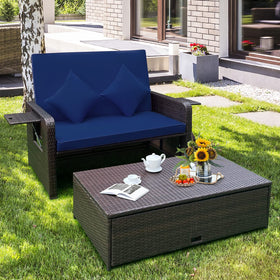 Tangkula side trays folded out offering convenient drinks and snacks.