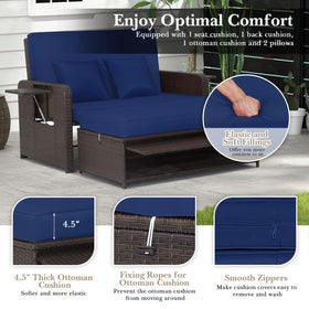 Tangkula space-saving design with ottoman tucked under loveseat.