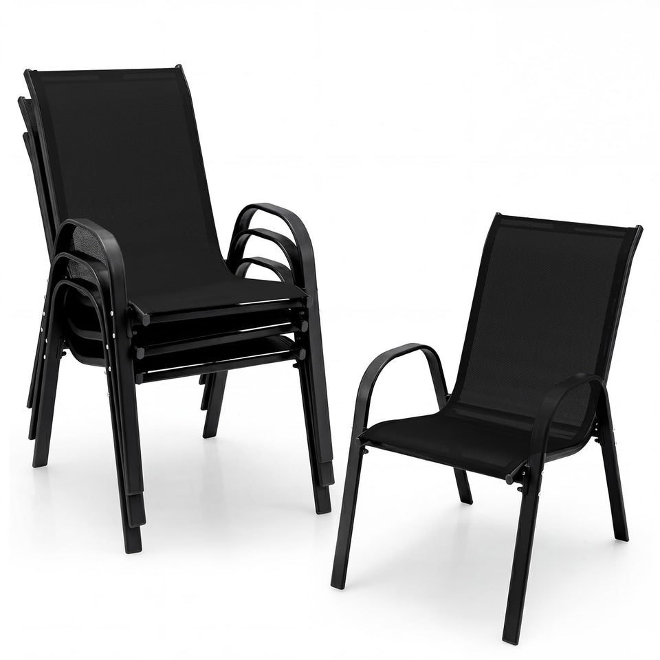 Tangkula patio dining chairs set of 4 stackable for space-saving outdoor dining