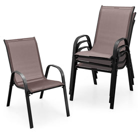 Tangkula patio dining chairs stackable for space-saving outdoor dining.