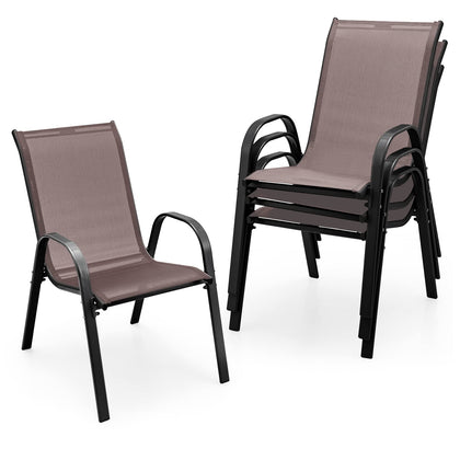 Tangkula patio dining chairs stackable for space-saving outdoor dining.