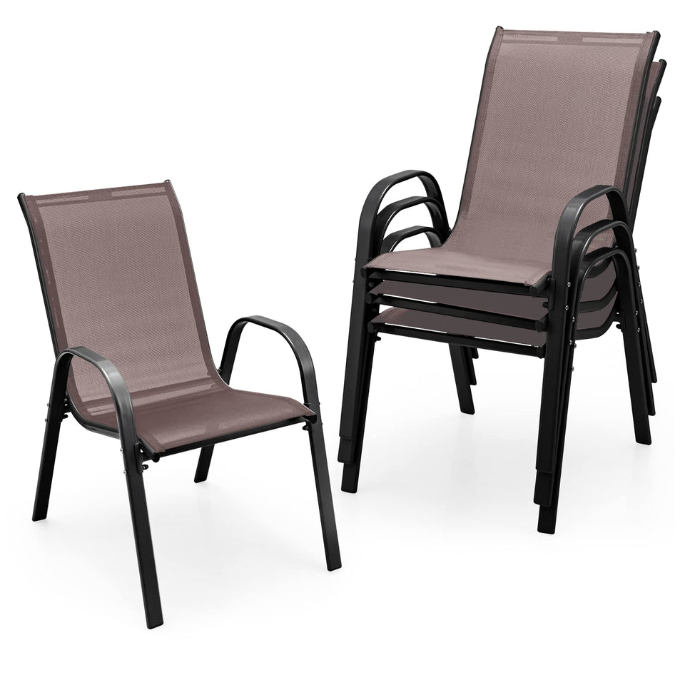 Tangkula patio dining chairs stackable for space-saving outdoor dining.