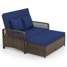 Tangkula patio daybed loveseat with 4-level backrest for customizable lounging