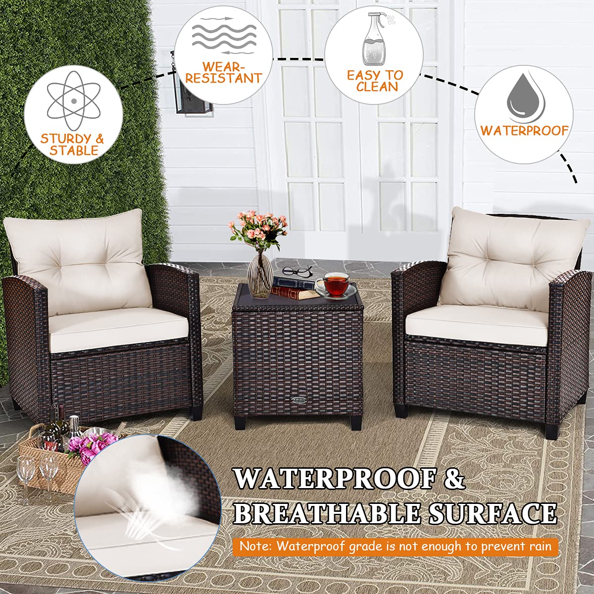 Tangkula outdoor set is ready to assemble quickly