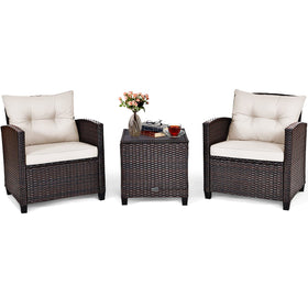 Tangkula 3-Piece Patio Sofa with PE rattan for durable outdoor lounging