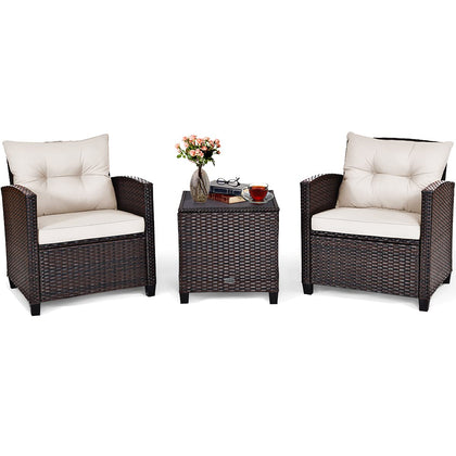 Tangkula 3-Piece Patio Sofa with PE rattan for durable outdoor lounging