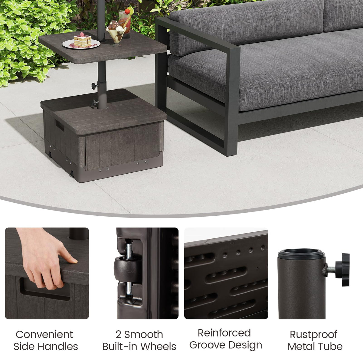 Tangkula planter box integrated with base adds greenery.