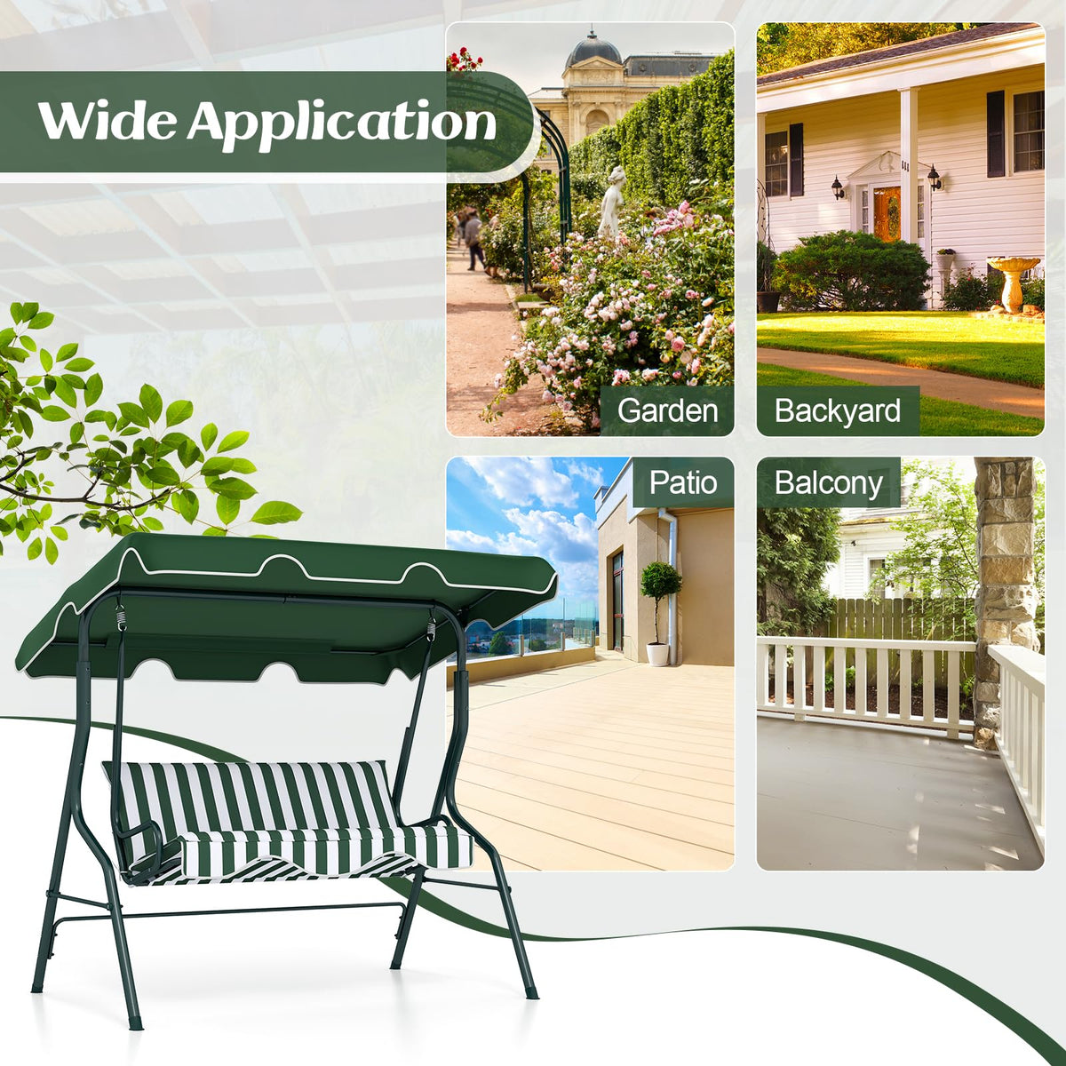 Tangkula porch swing rust-resistant coating for long-lasting outdoor use