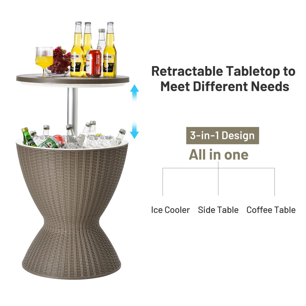 Tangkula rattan-look finish adds stylish all-weather appeal to outdoor spaces.