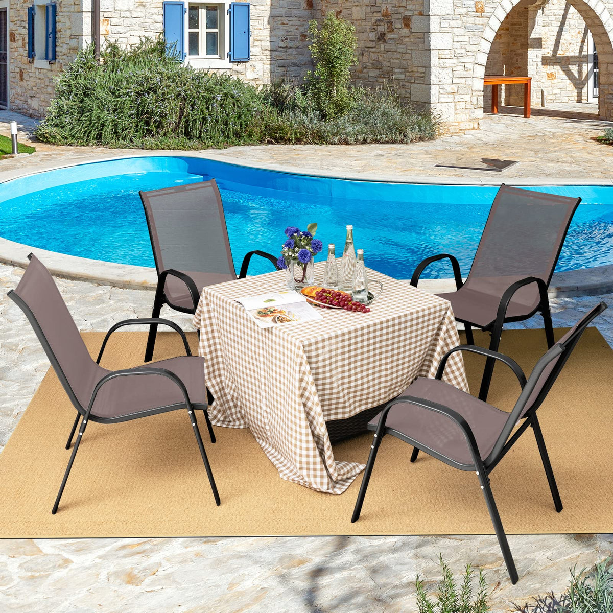 Tangkula seat height 16.5 inches fits most outdoor tables comfortably.