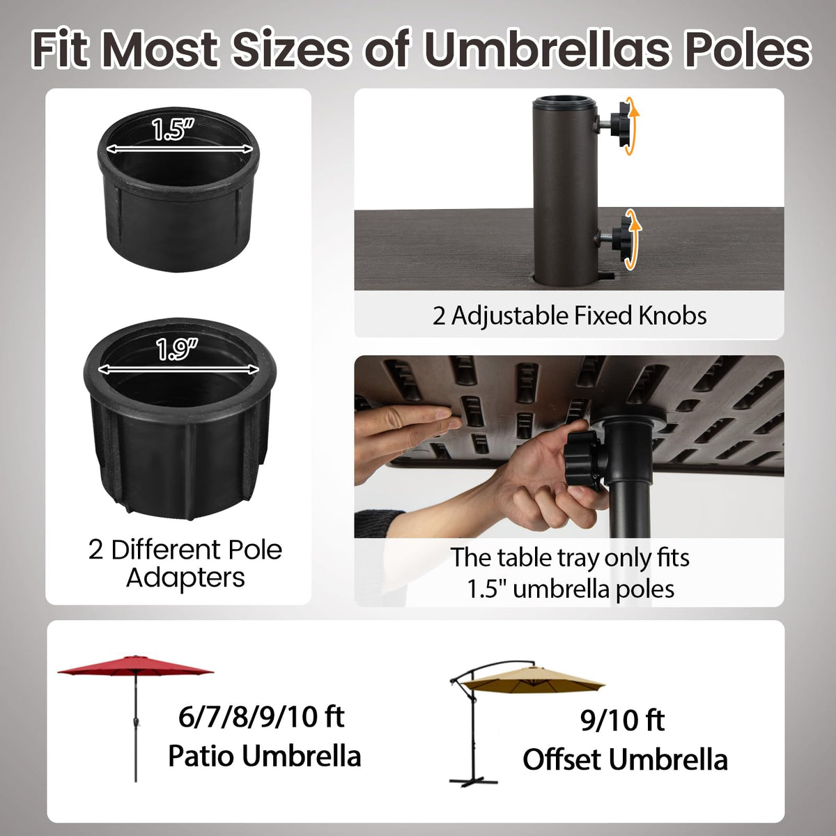 Tangkula side handles simplify transporting the base.