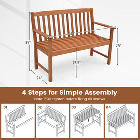 Curved slatted seat promotes airflow on the Tangkula bench