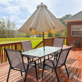Tangkula rustproof steel frame supports up to 330 lbs per chair.
