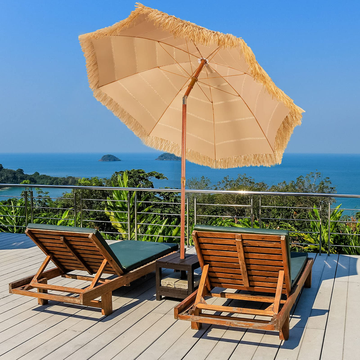 Tangkula tilt-adjustable patio umbrella lets you change shade direction.