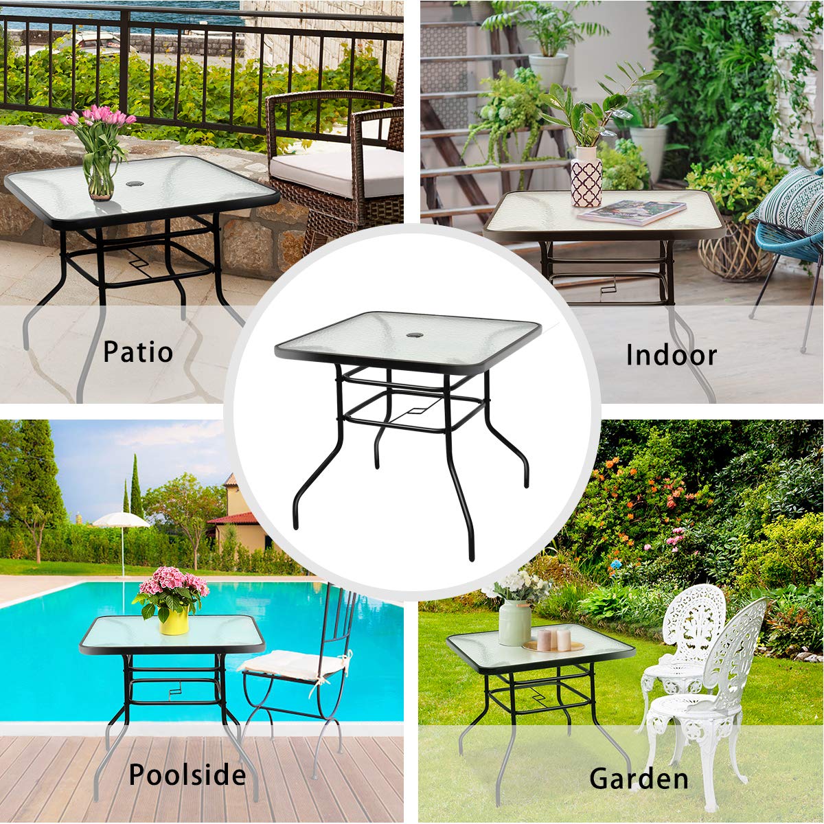Tangkula umbrella hole design with secure rings for standard umbrellas