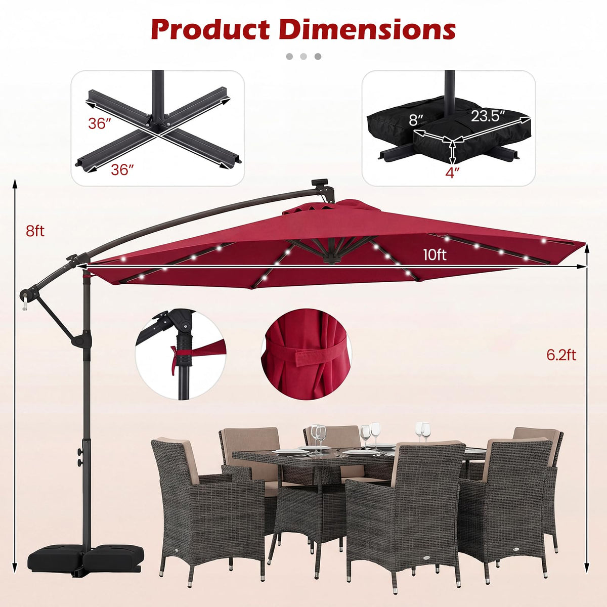 Tangkula vented canopy top enhances airflow and overall stability during warm days.