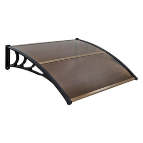 Tangkula window awning 40x48 front view in coffee provides shade and UPF50+ sun protection.