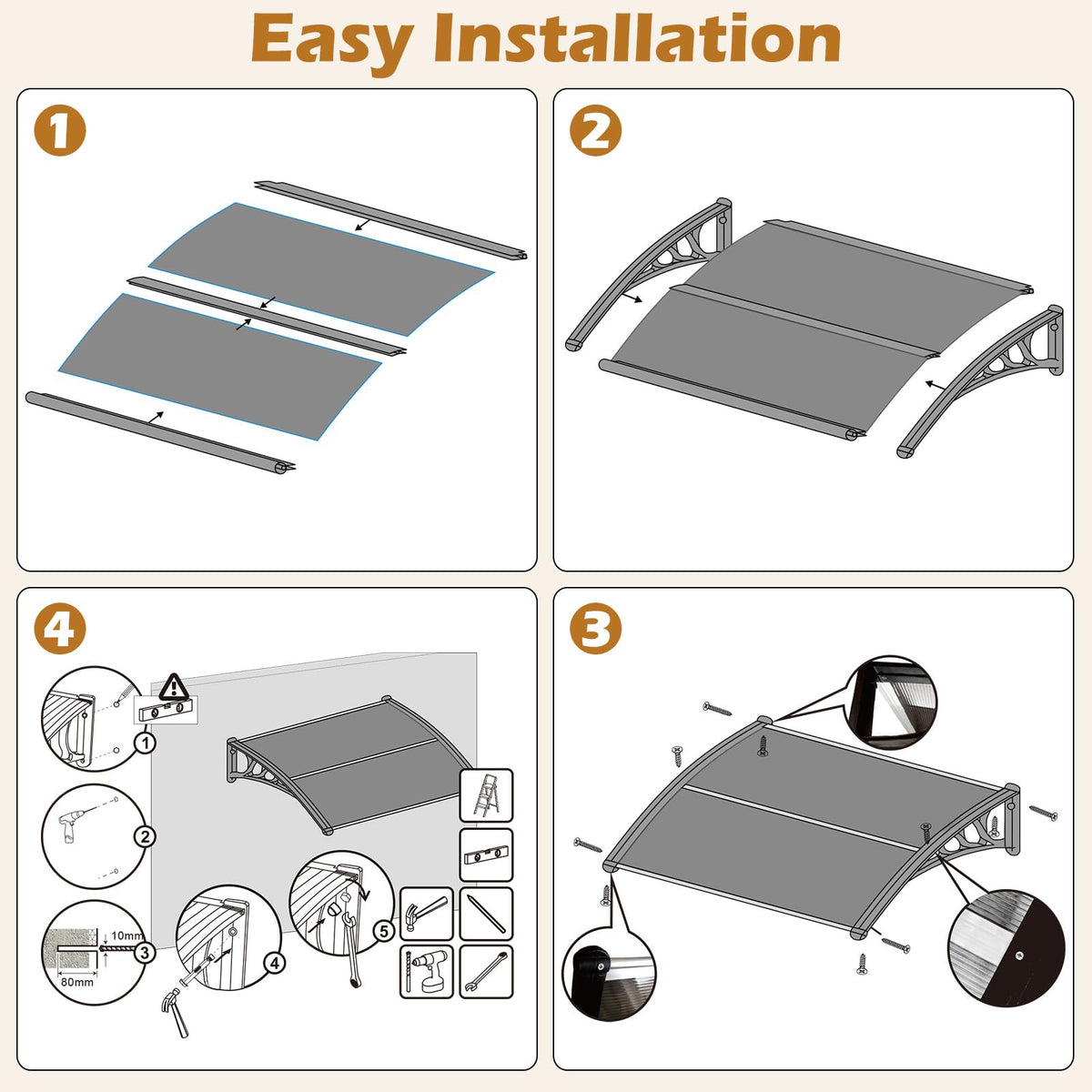 Tangkula versatile 40x48 awning suitable for doors, windows, patios and commercial use.